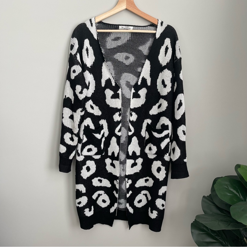 Animal Print Cardigan Sweater S